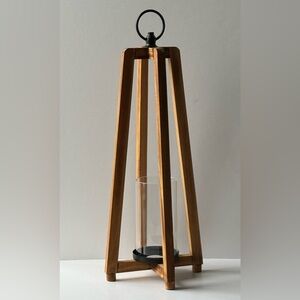 Like New! Open Wood And Metal Single Candle Lantern
